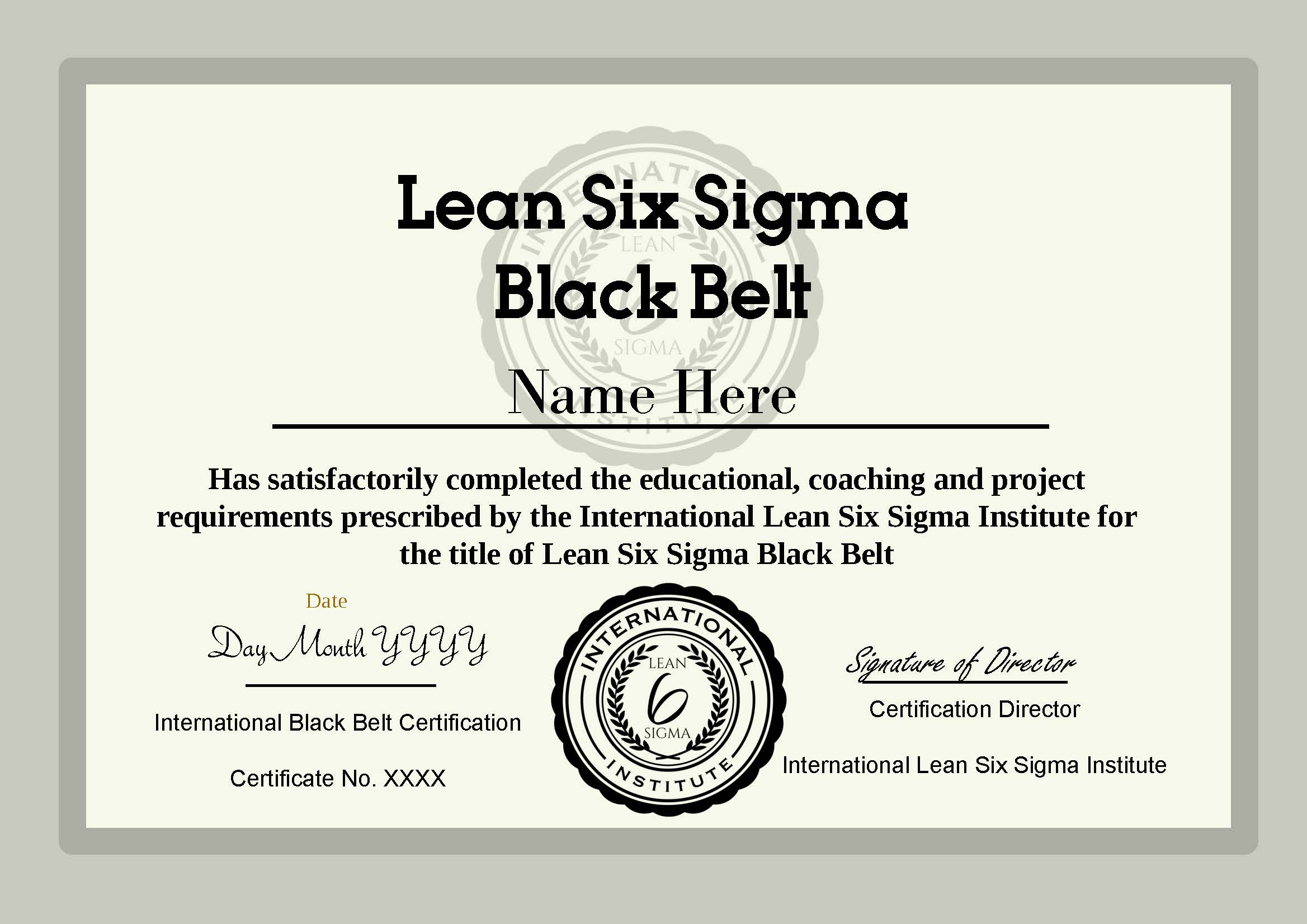 ILSSI Black Belt Cert Template 2019 | International Lean Six Sigma ...