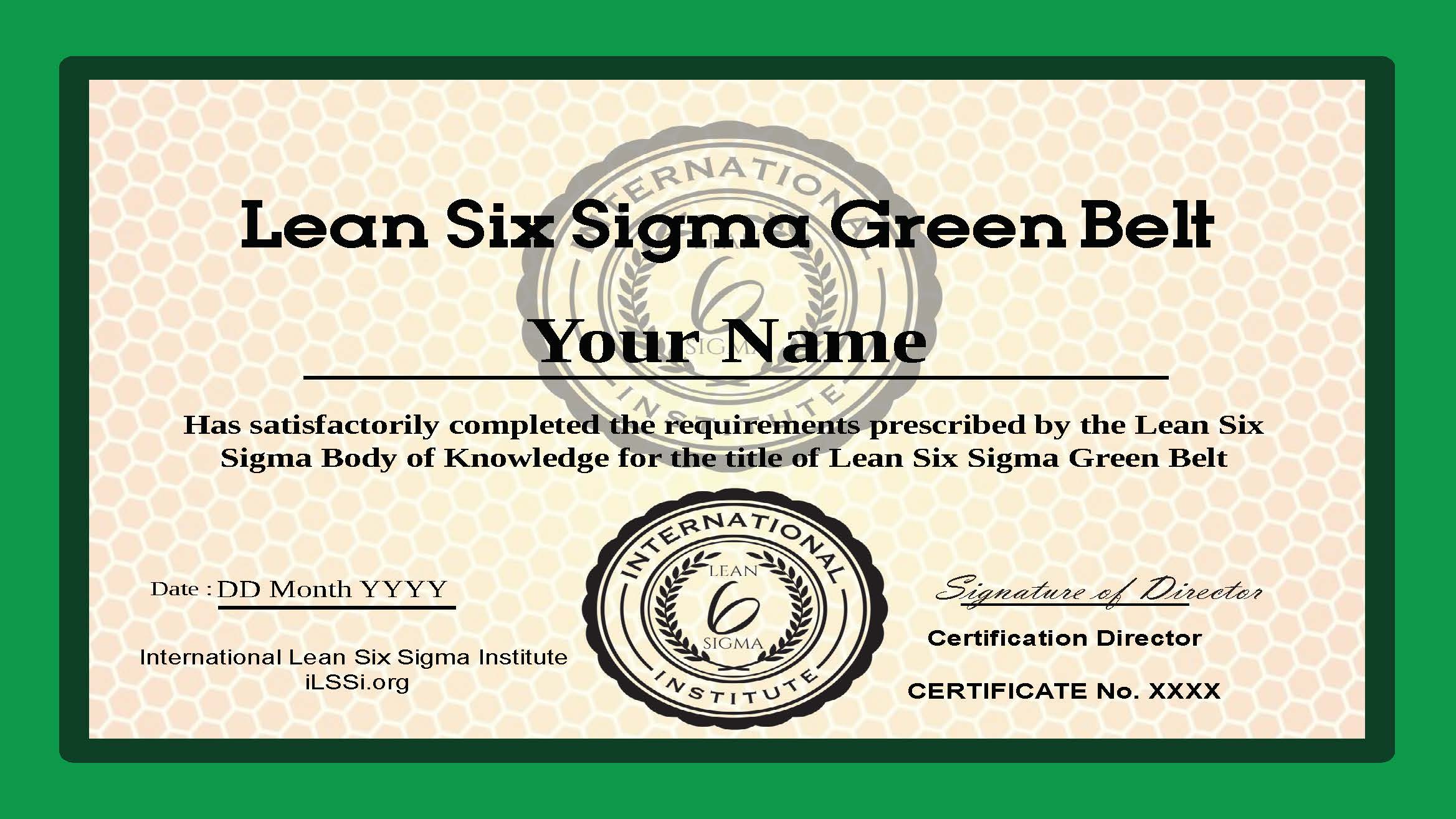 Ilssi Green Belt Oct 2019 Template International Lean Six Sigma Institute