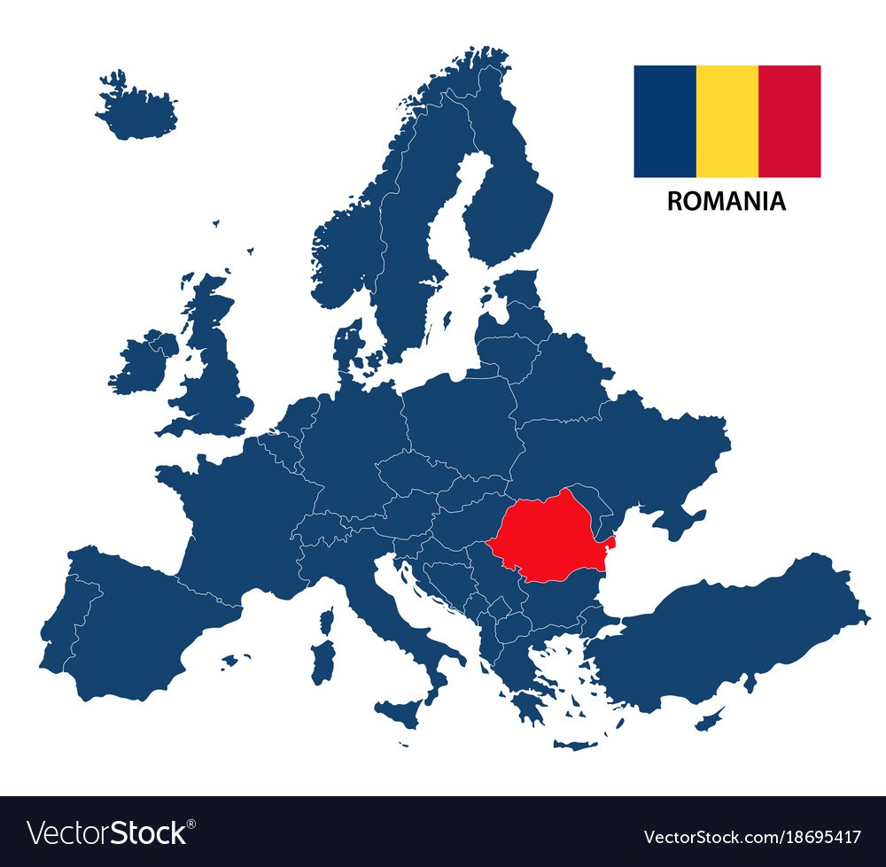 map-of-europe-with-highlighted-romania-vector-18695417