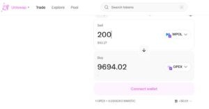 Uniswap token swap WPOL for OPEX