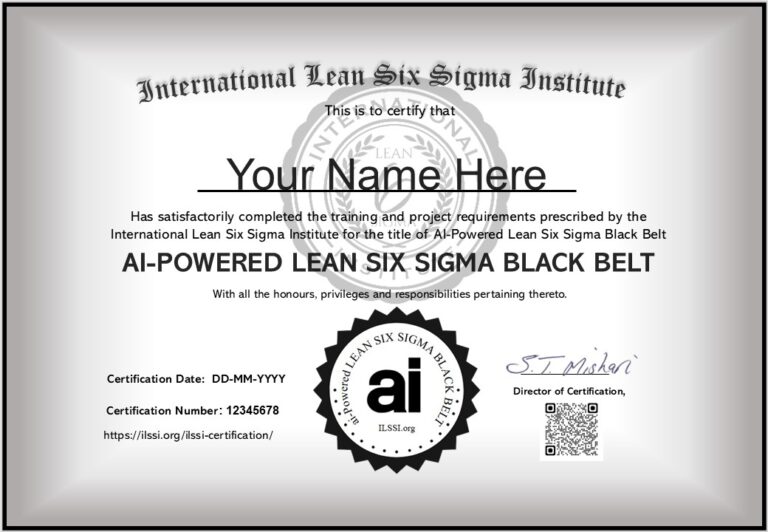 ILSSI AI Powered Lean Six Sigma Black Belt Accredited Certificate