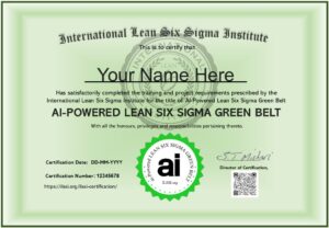 Certificate for Certified Ai-Powered Lean Six Sigma Green Belt ILSSI